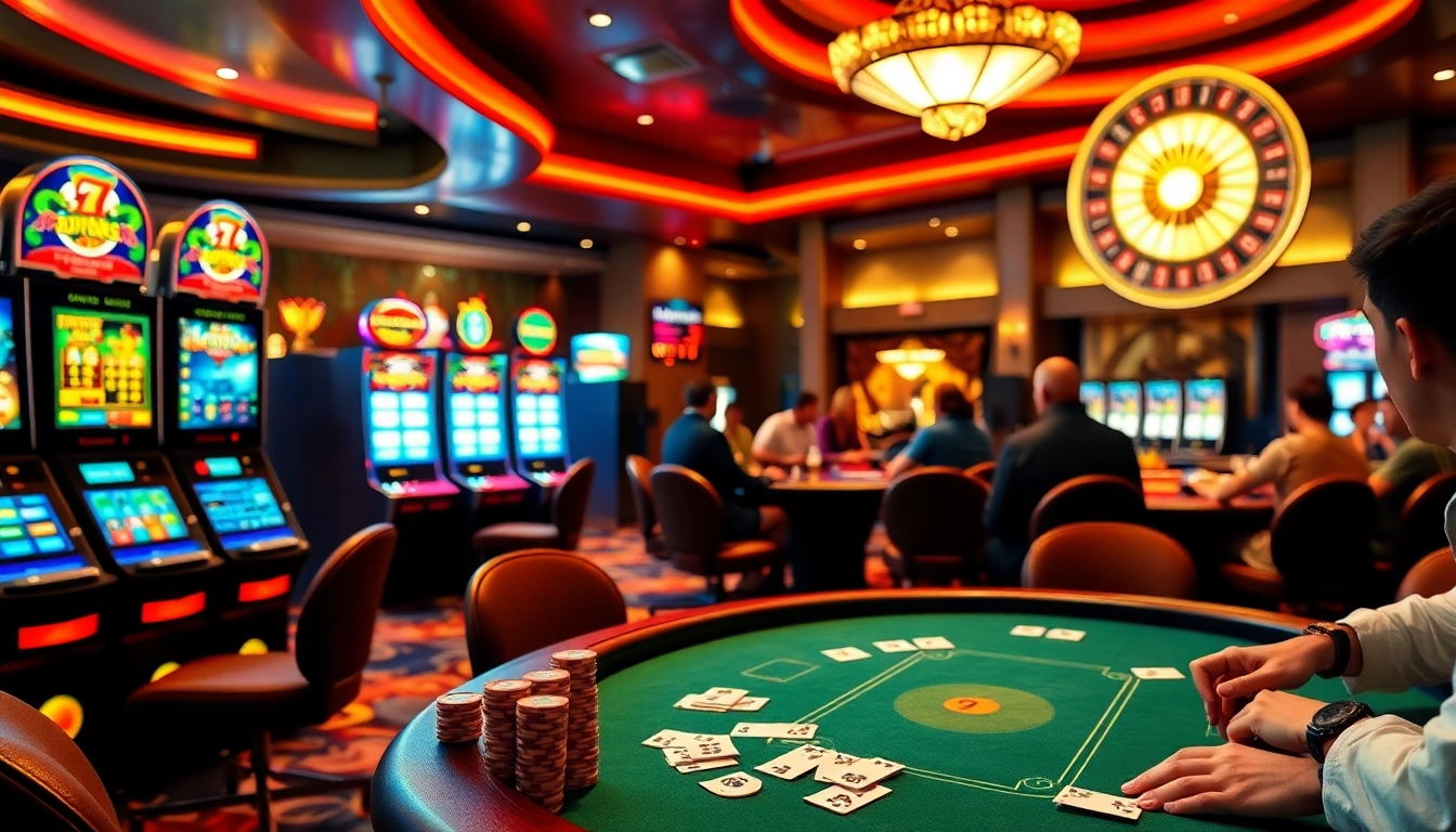 Exciting poker game at lc88 com casino featuring vibrant cards and chips.